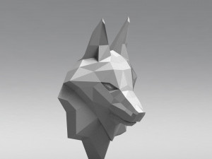 3d printable polygonal fox head model 3D-printmodel