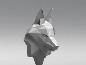 3d printable polygonal fox head model 3D Print Model