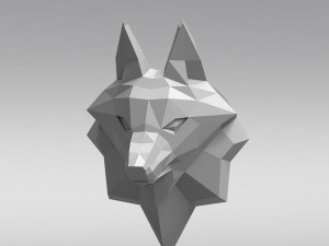 3d printable polygonal fox head model 3D-printmodel