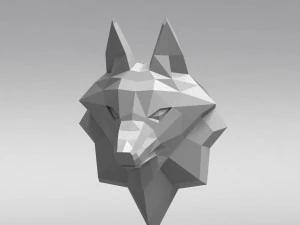 3d printable polygonal fox head model 3D Print Model