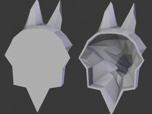 3d printable polygonal fox head model 3D-printmodel