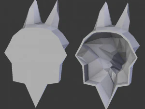 3d printable polygonal fox head model 3D Print Model
