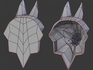 3d printable polygonal fox head model 3D-printmodel