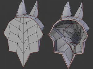 3d printable polygonal fox head model 3D Print Model