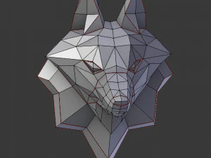 3d printable polygonal fox head model 3D Print Model