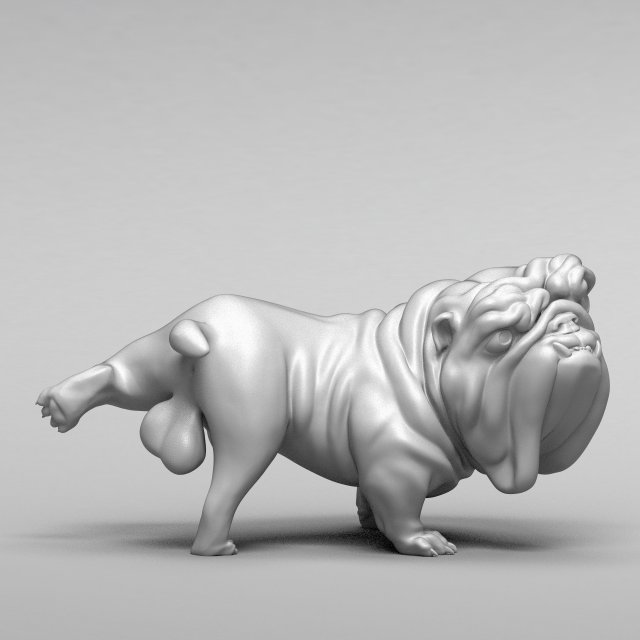 funny pissing english bulldog 3d print model Model do druku 3D .c4d .max .obj .3ds .fbx .stl .blend 