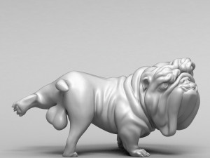 funny pissing english bulldog 3d print model 3D Print Model
