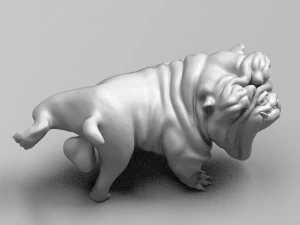 funny pissing english bulldog 3d print model 3D Print Model