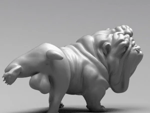 funny pissing english bulldog 3d print model 3D Print Model