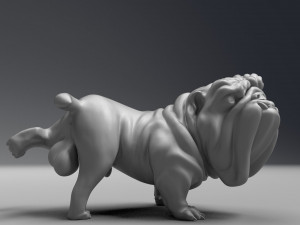 funny pissing english bulldog 3d print model Model do druku 3D