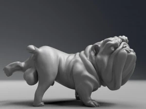 funny pissing english bulldog 3d print model 3D Print Model