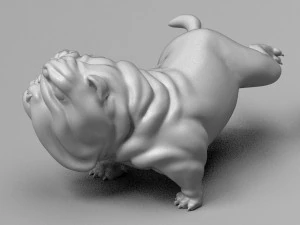funny pissing english bulldog 3d print model 3D Print Model