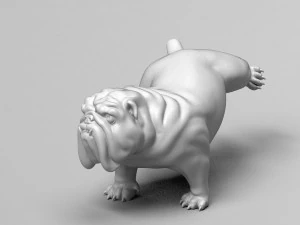 pissing english bulldog 3d print model 3D Print Model