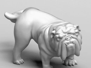 pissing english bulldog 3d print model 3D Print Model