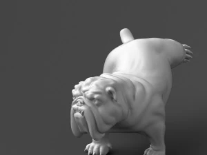 pissing english bulldog 3d print model 3D Print Model