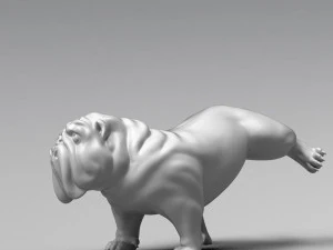 pissing english bulldog 3d print model 3D Print Model