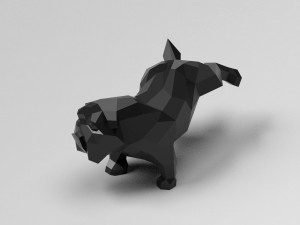 geometric pissing english bulldog 3d print model 3D 프린트 모델