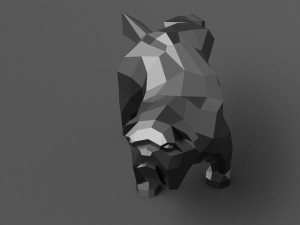 geometric pissing english bulldog 3d print model 3D 프린트 모델