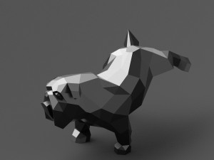 geometric pissing english bulldog 3d print model 3D 프린트 모델