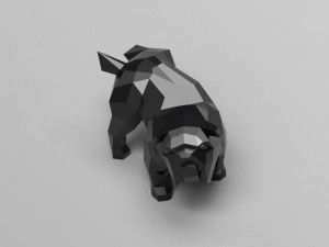 geometric pissing english bulldog 3d print model 3D 프린트 모델