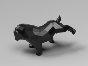 geometric pissing english bulldog 3d print model 3D 프린트 모델