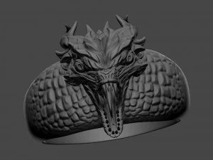 anel com um pequeno dragão agressivo modelo de impressão 3D Modelo de Impressão 3D