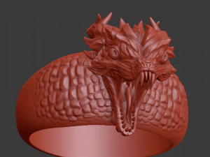 ring with a small aggressive dragon 3d print model 3D Print Model