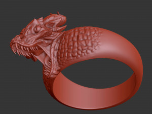 ring with a small aggressive dragon 3d print model 3D प्रिंट मॉडल