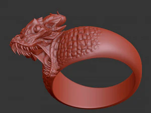 ring with a small aggressive dragon 3d print model 3D Print Model