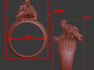 ring with a small aggressive dragon 3d print model 3D प्रिंट मॉडल