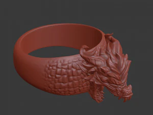 ring with a small aggressive dragon 3d print model 3D Print Model