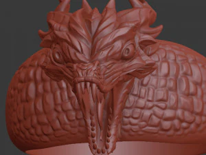 ring with a small aggressive dragon 3d print model 3D Print Model