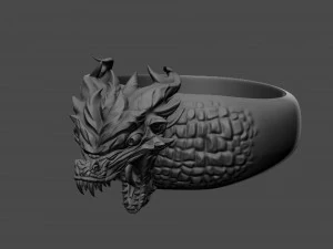 ring with a small aggressive dragon 3d print model 3D Print Model