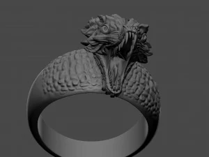ring with a small aggressive dragon 3d print model 3D Print Model
