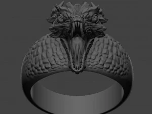 ring with a small aggressive dragon 3d print model 3D Print Model