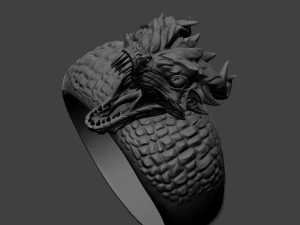 ring with a small aggressive dragon 3d print model 3D Print Model