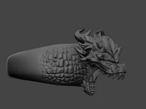 ring with a small aggressive dragon 3d print model 3D Print Model