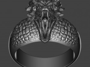 ring with a small aggressive dragon 3d print model 3D प्रिंट मॉडल
