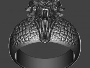 ring with a small aggressive dragon 3d print model 3D Print Model