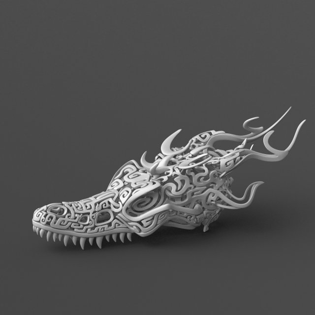 filigree dragon skull 3d print mode 3Dプリントモデル .c4d .max .obj .3ds .fbx .stl .blend 