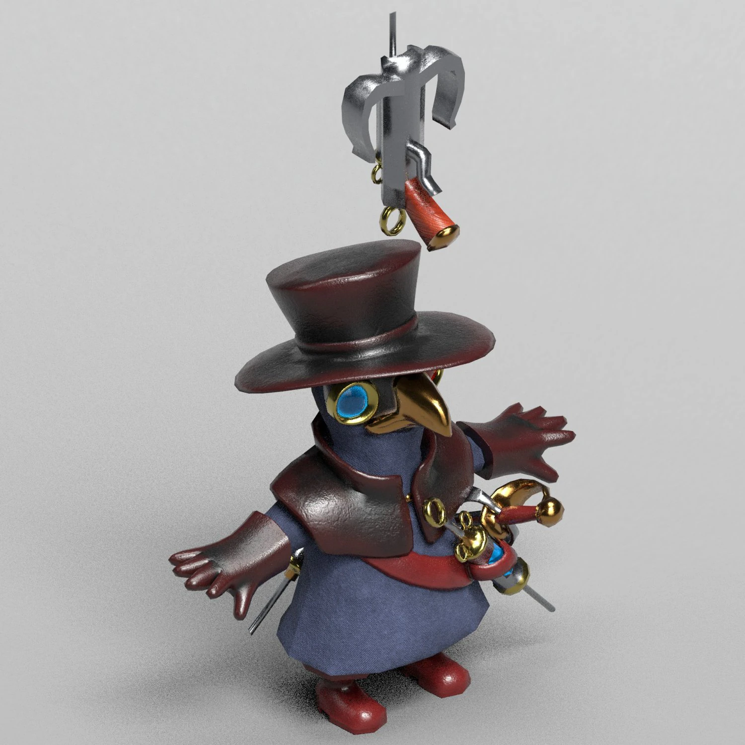 little plague doctor 3D Model .c4d .max .obj .3ds .fbx .stl .blend