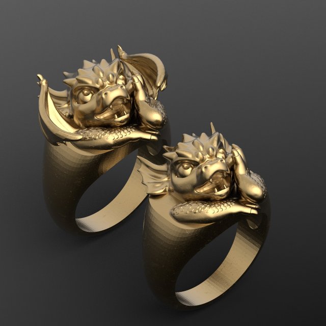ring with a small dragon 3Dプリントモデル .c4d .max .obj .3ds .fbx .stl .blend 