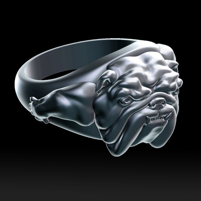 english bulldog ring stl for 3d printer 3Dプリントモデル .c4d .max .obj .3ds .fbx .stl .blend 