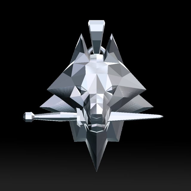 geometric wolf head with knife pendant 3d print model 3D-printmodel .c4d .max .obj .3ds .fbx .stl .blend 