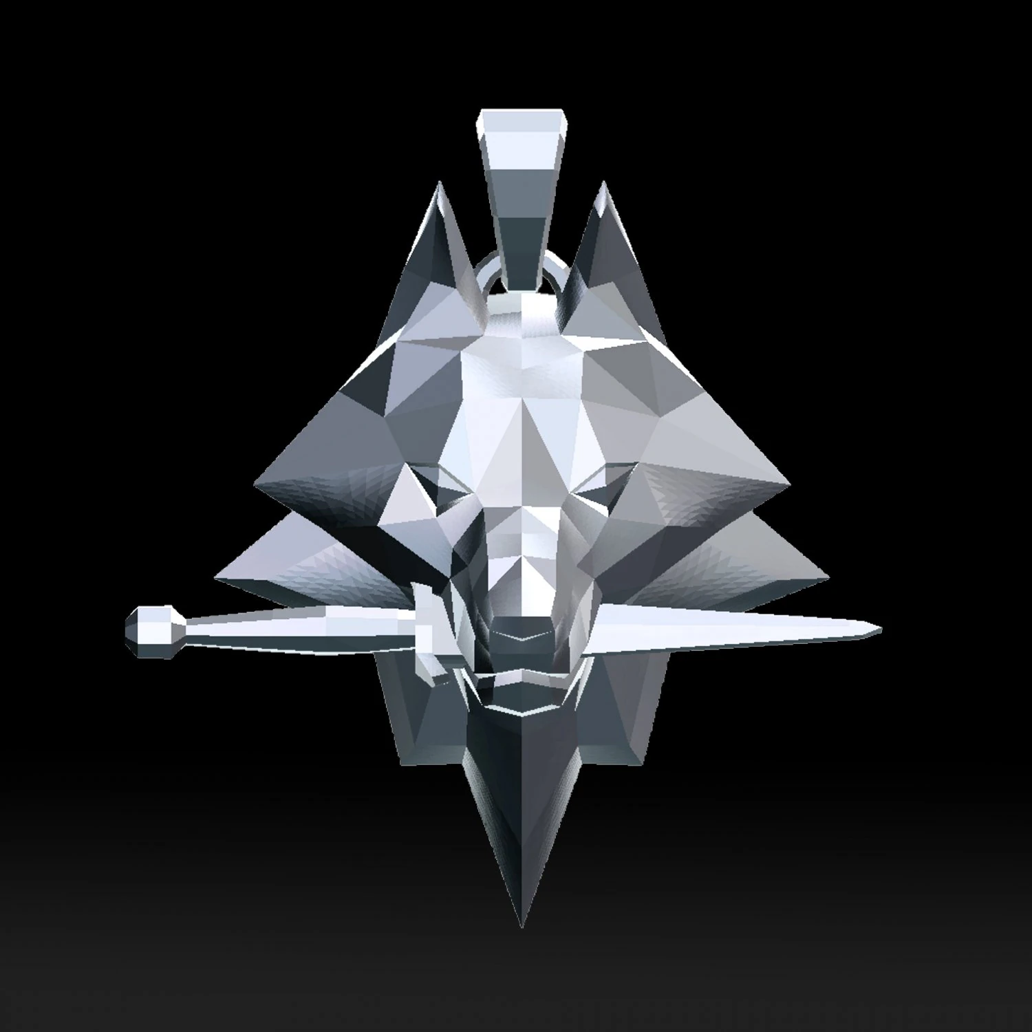 geometric wolf head with knife pendant 3d print model 3D Print Model .c4d .max .obj .3ds .fbx .stl .blend 