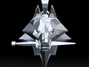 चाकू पेंडेंट 3डी प्रिंट मॉडल के साथ ज्यामितीय भेड़िया सिर 3D प्रिंट मॉडल