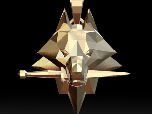 geometric wolf head with knife pendant 3d print model 3D-printmodel