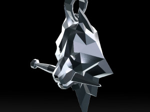 geometric wolf head with knife pendant 3d print model 3D-printmodel