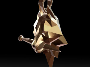 geometric wolf head with knife pendant 3d print model 3D-printmodel