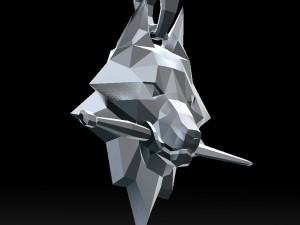 geometric wolf head with knife pendant 3d print model 3D-printmodel